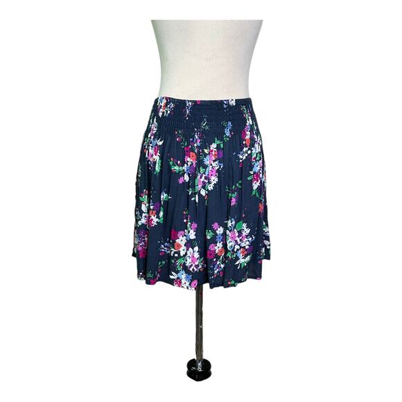 Express blue floral pull on pleated mini skirt size XS - Picture 9 of 11